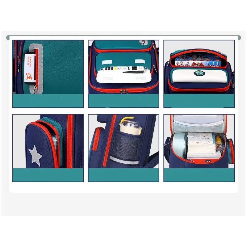 41Cm Durable And Waterproof Kid'S School Backpack Md-37 Green And Blue