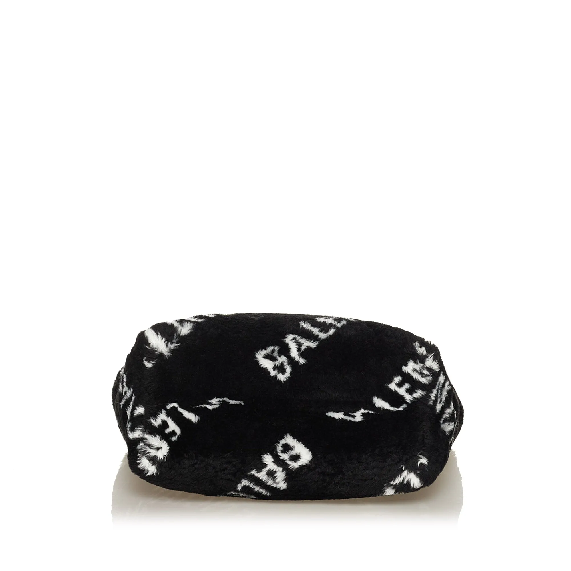 Black Balenciaga Logo Faux Fur Everyday XS Tote Bag