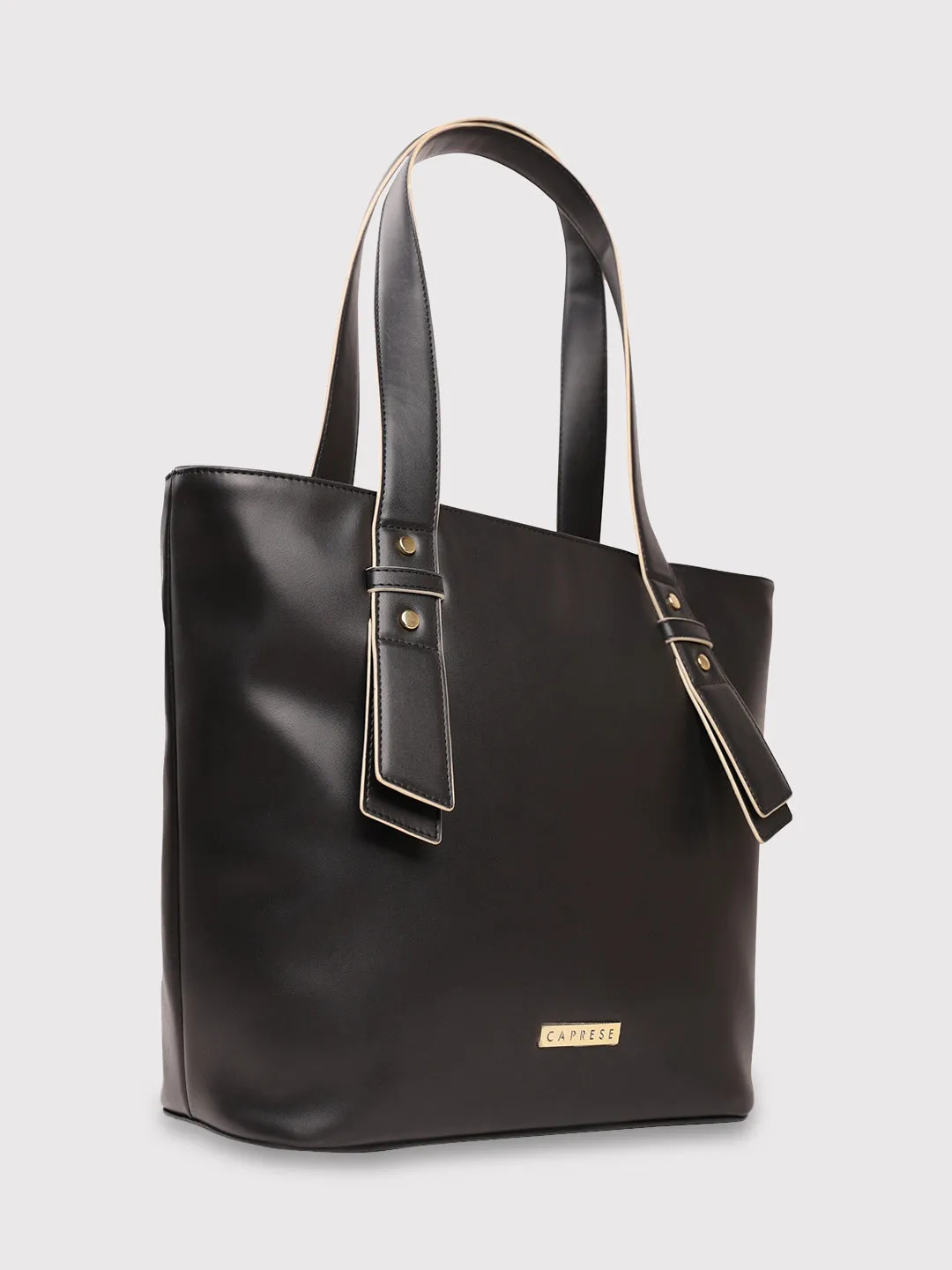 Caprese Amelia Tote Medium Solid Women'S Office Handbag Black