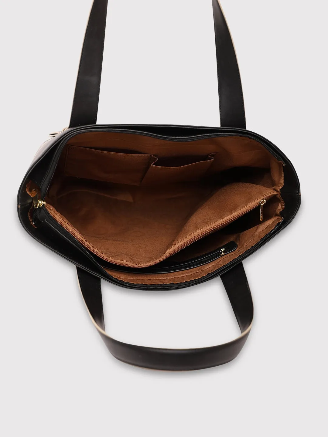 Caprese Amelia Tote Medium Solid Women'S Office Handbag Black