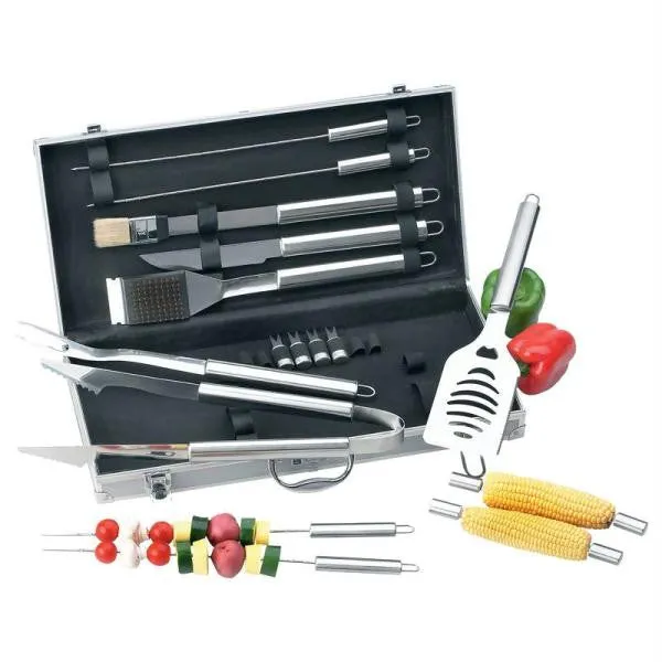 Chefmaster 19pc All Stainless Steel Barbeque Tool Set- Pc Stnlss Stl Bbq Set