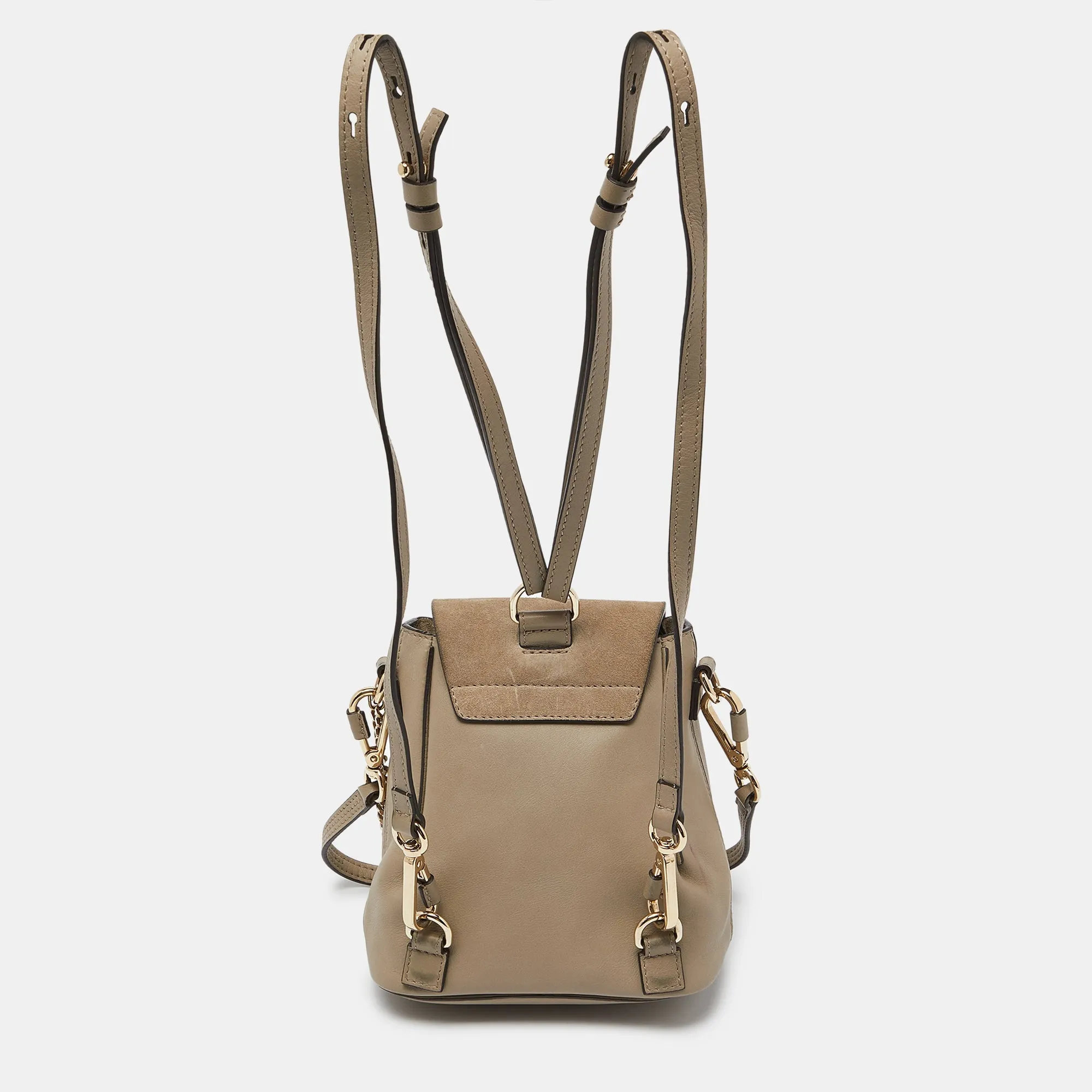 Chloe Beige Leather And Suede Mini Faye Daye Backpack