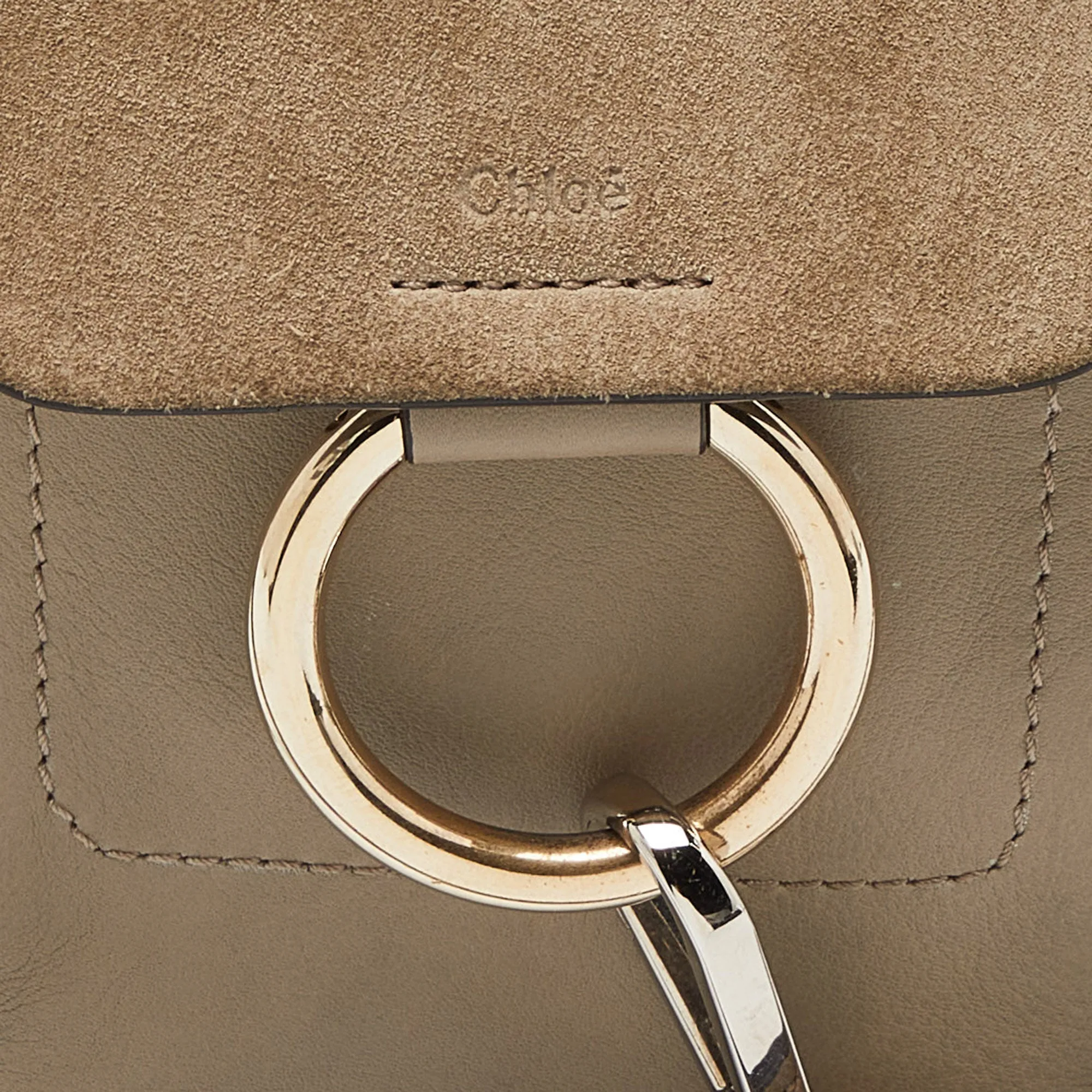 Chloe Beige Leather And Suede Mini Faye Daye Backpack