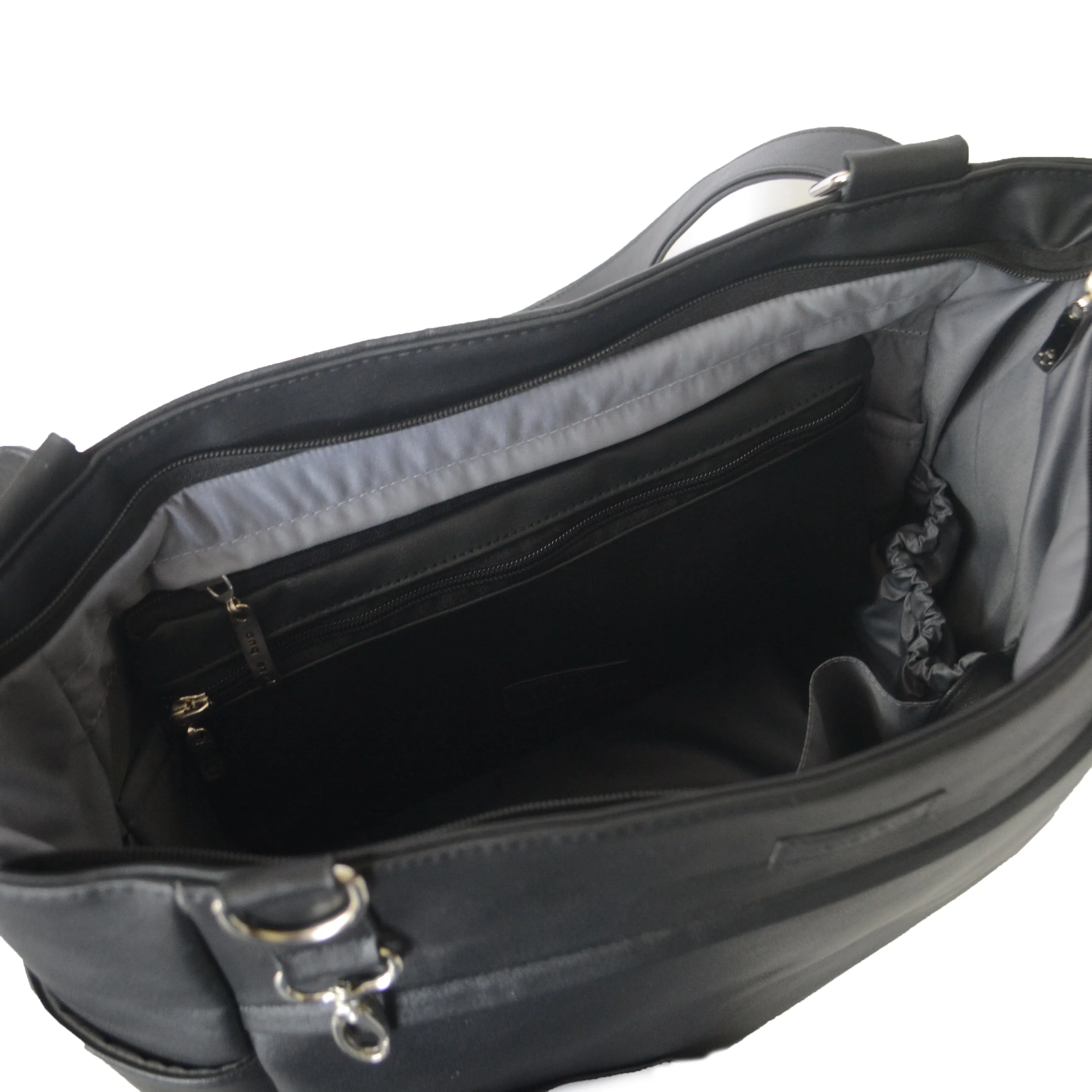 Convertible set, Modern Woman Bundle: Tote, Peke-pak   Wallet in Vegan Leather and Nylon | Camel | Black | Gray