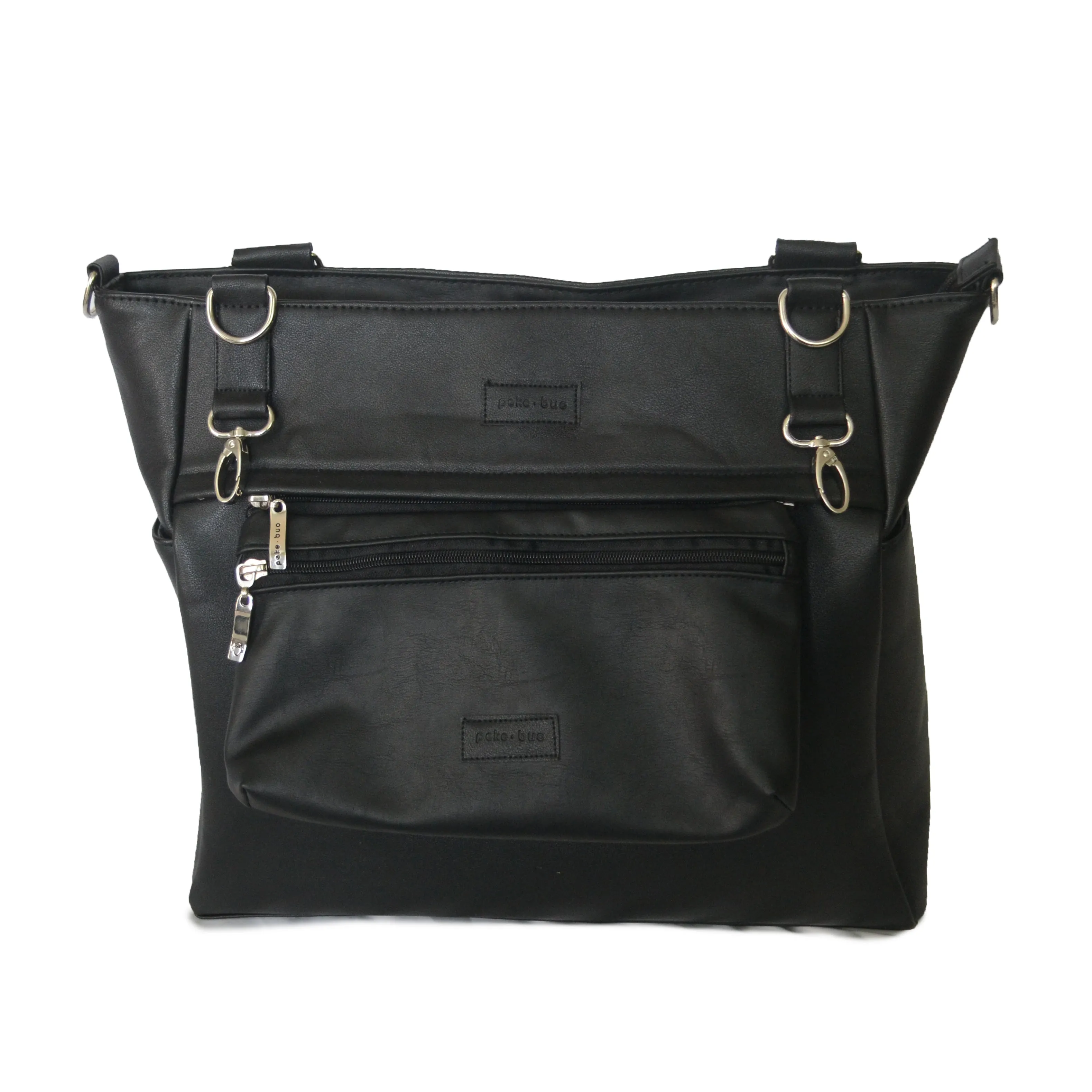 Convertible set, Modern Woman Bundle: Tote, Peke-pak   Wallet in Vegan Leather and Nylon | Camel | Black | Gray