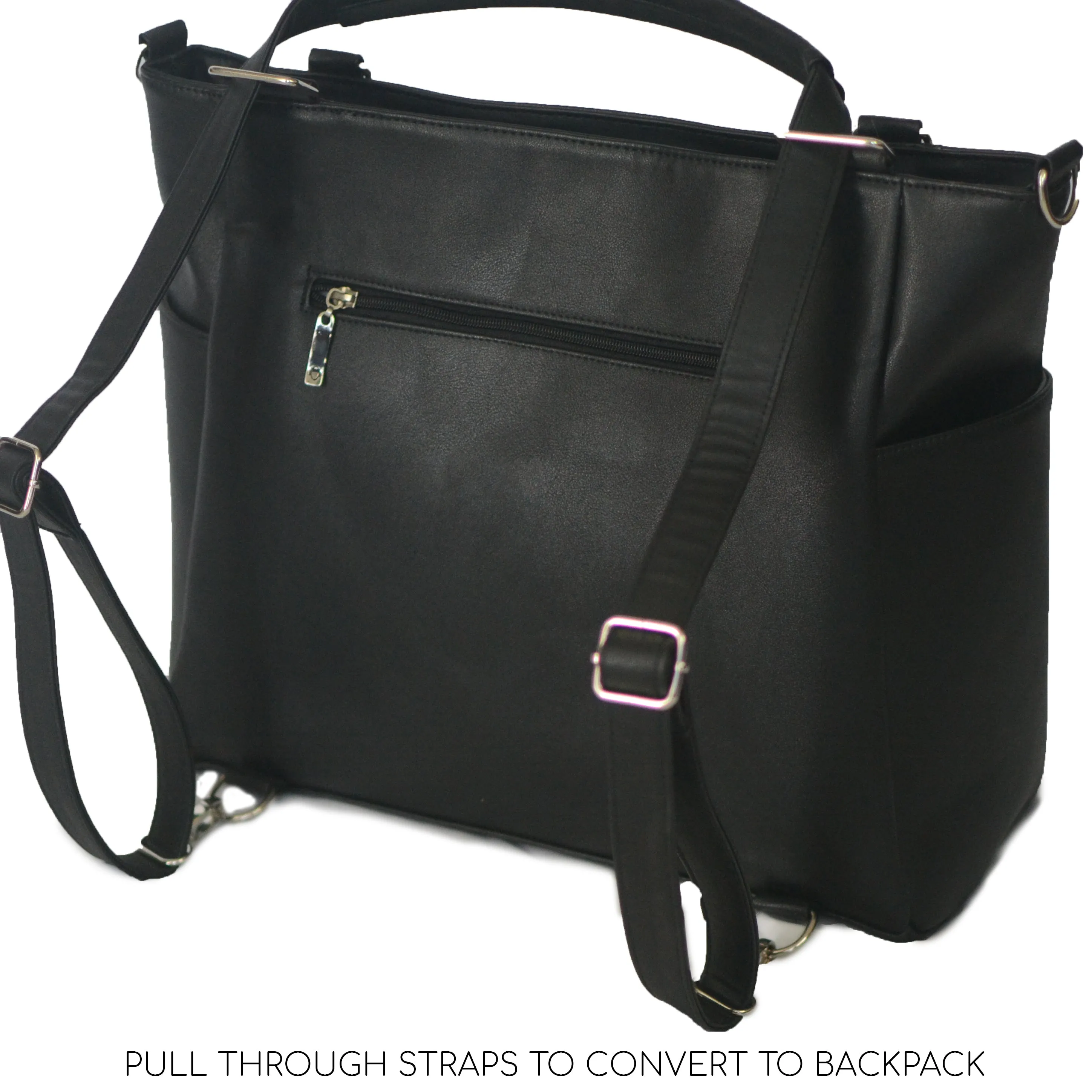 Convertible set, Modern Woman Bundle: Tote, Peke-pak   Wallet in Vegan Leather and Nylon | Camel | Black | Gray