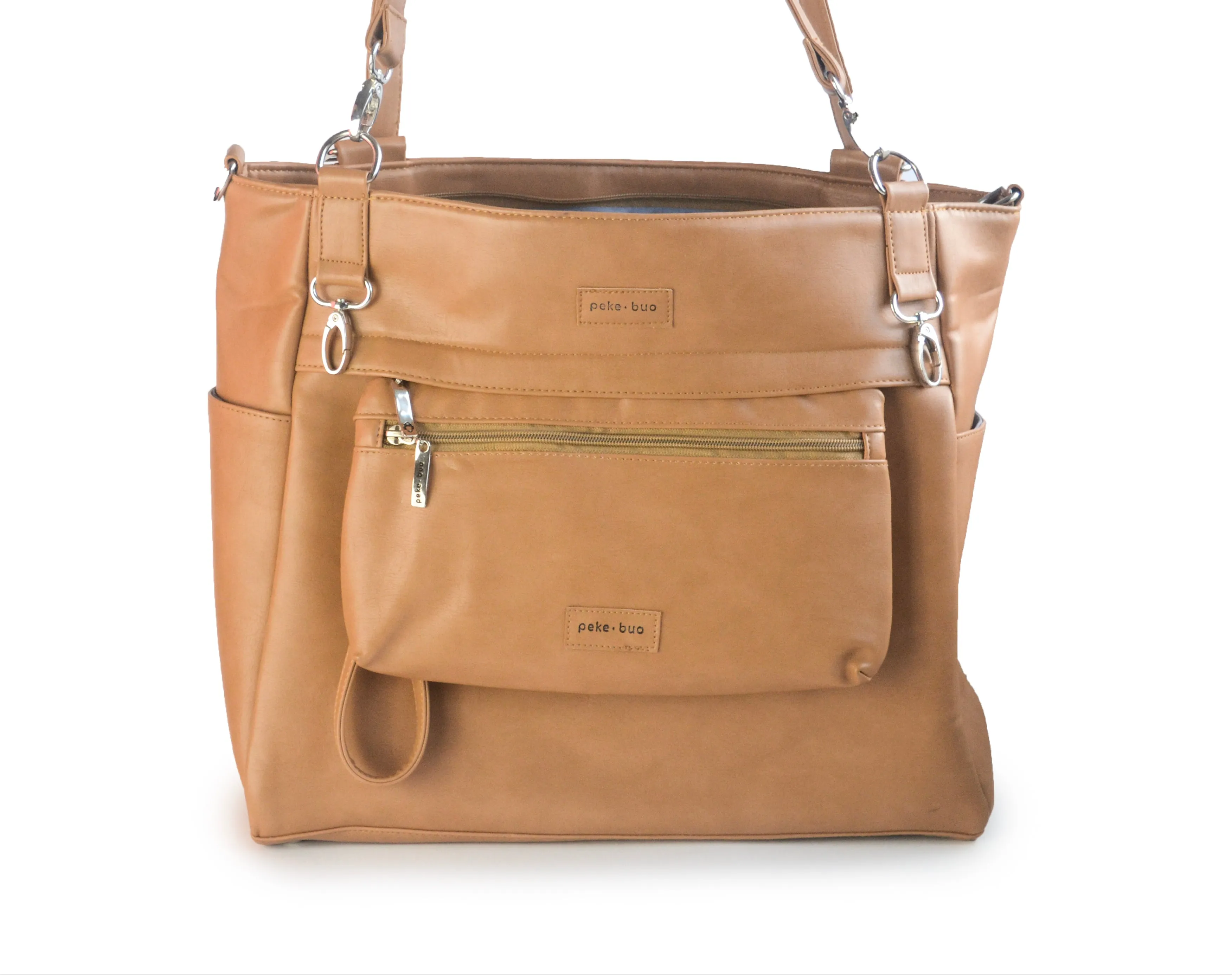 Convertible set, Modern Woman Bundle: Tote, Peke-pak   Wallet in Vegan Leather and Nylon | Camel | Black | Gray