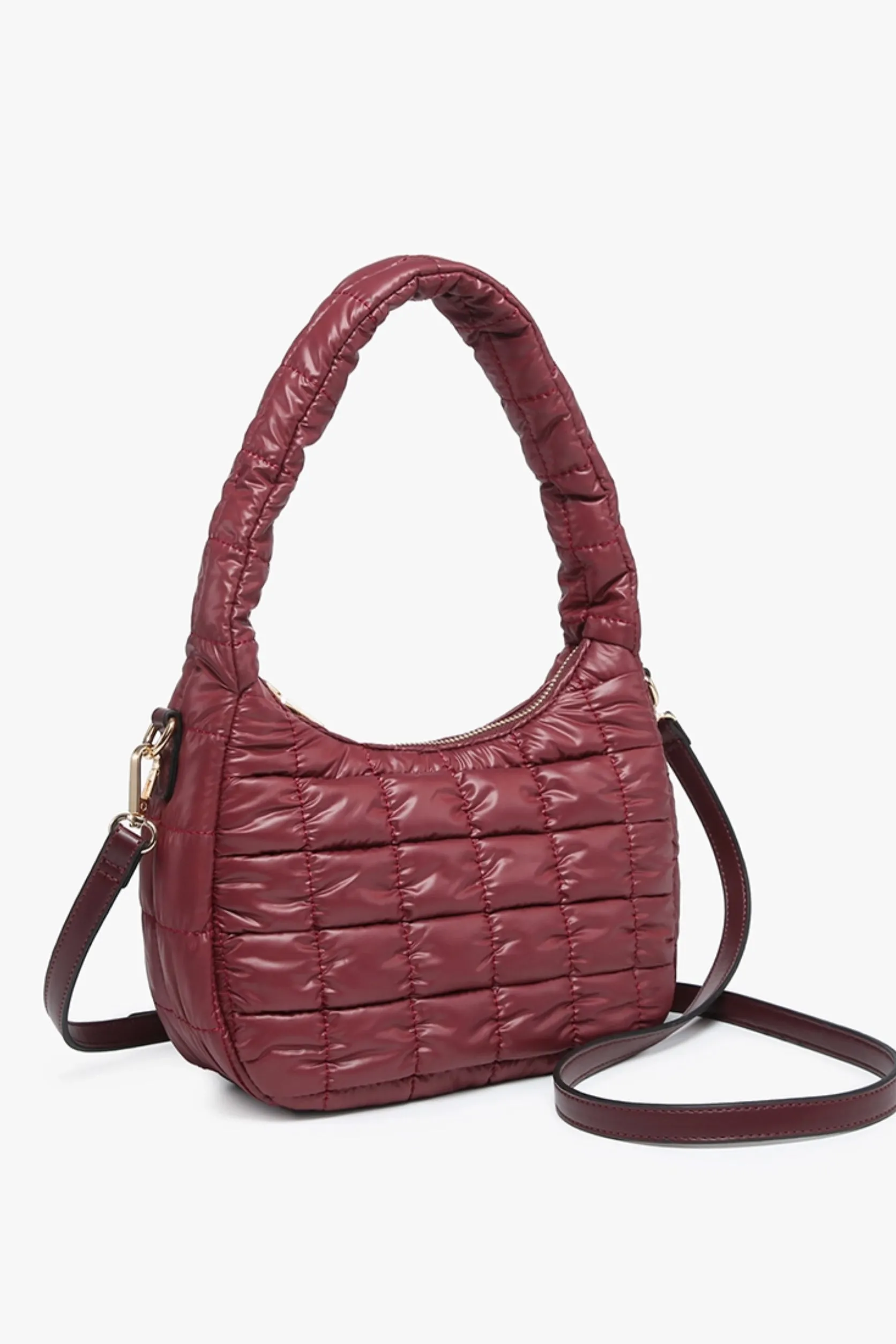 DEAL Hot To Go Burgundy Puff Tote Shoulder Bag