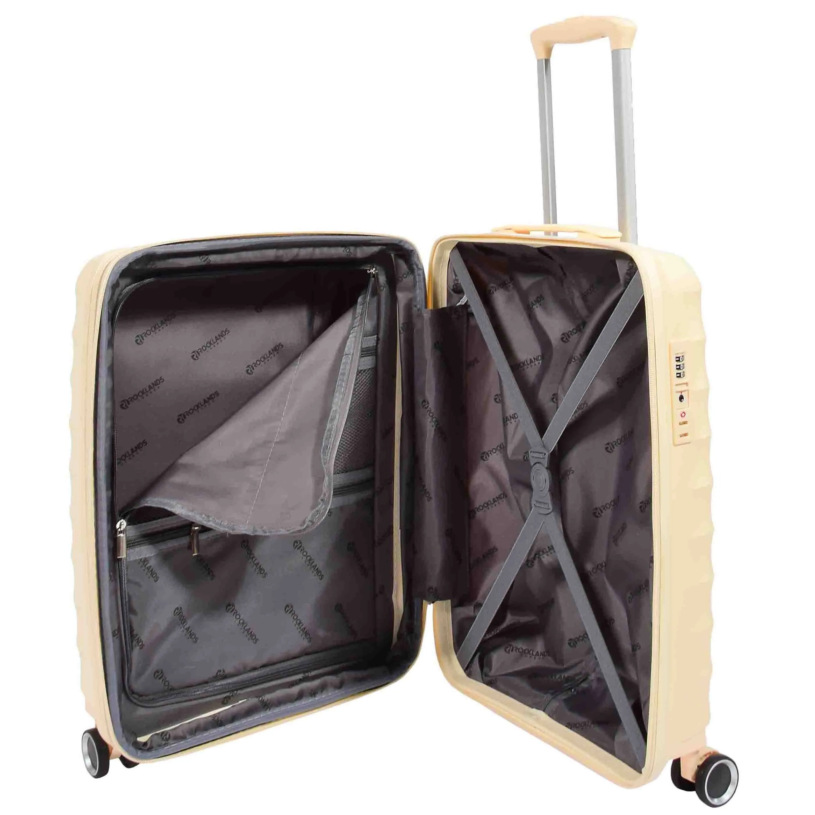 DR541 Expandable ABS Luggage With 8 Wheels Off White