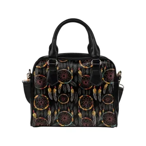 Dream Catcher Boho Purse Handbag, Black Bohemian Spiritual Cute Small Shoulder Vegan Leather Women Ladies Designer Crossbody Strap