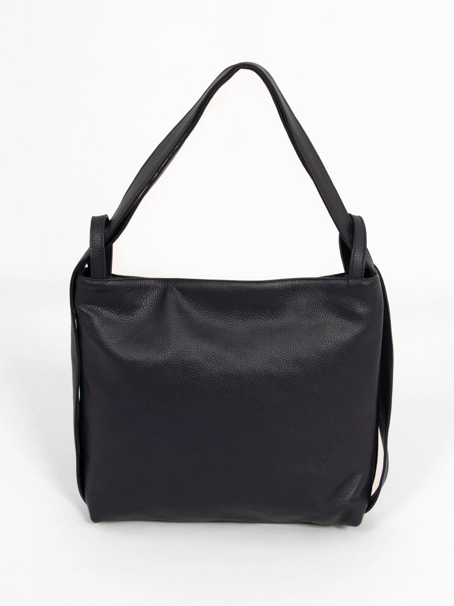 Giovanna Italian Leather 2 In 1 Backpack Tote Bag - Navy Blue, Pebbled