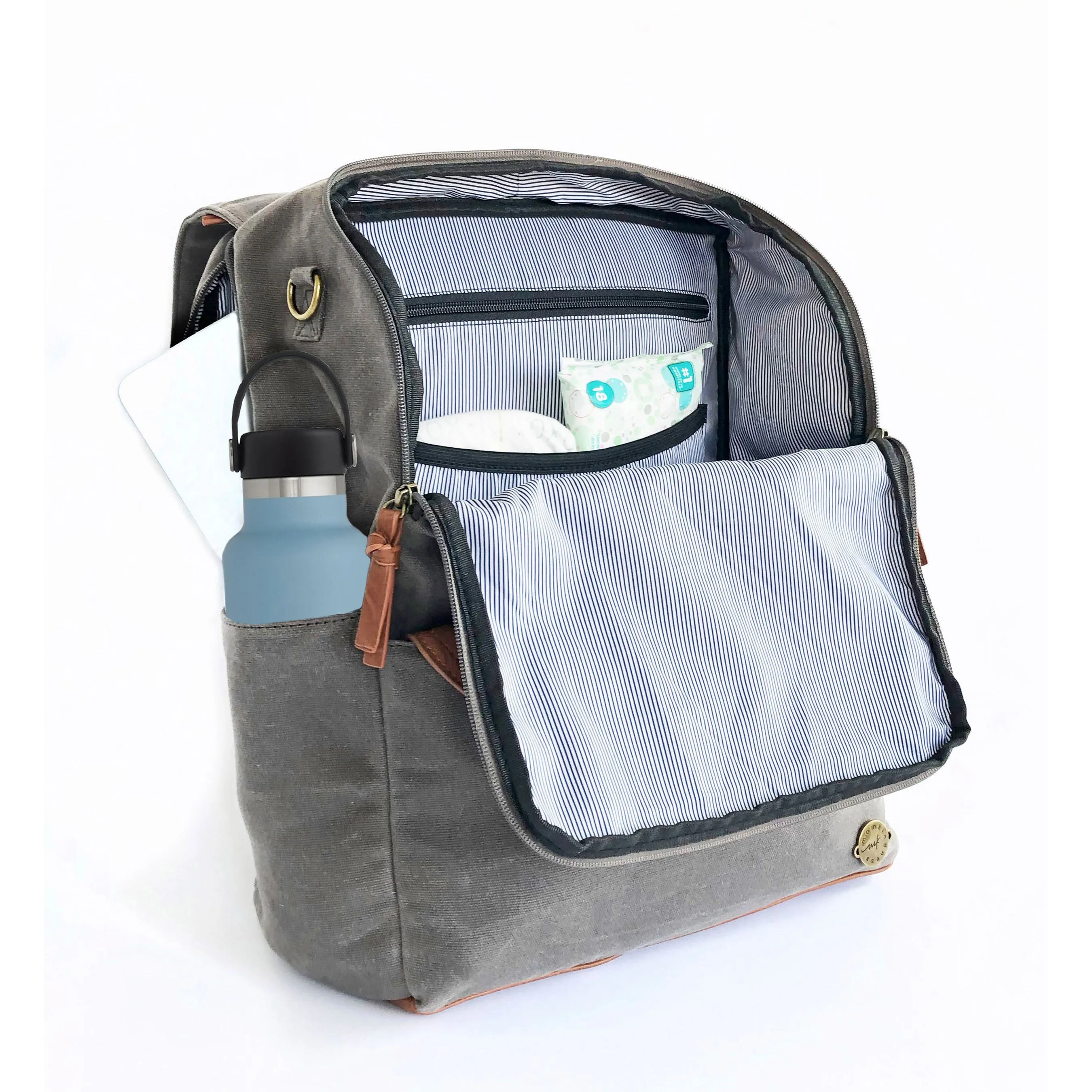 Grey Canvas Backpack: Stylish Versatility with Laptop Compartment