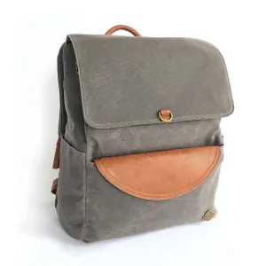 Grey Canvas Backpack: Stylish Versatility with Laptop Compartment