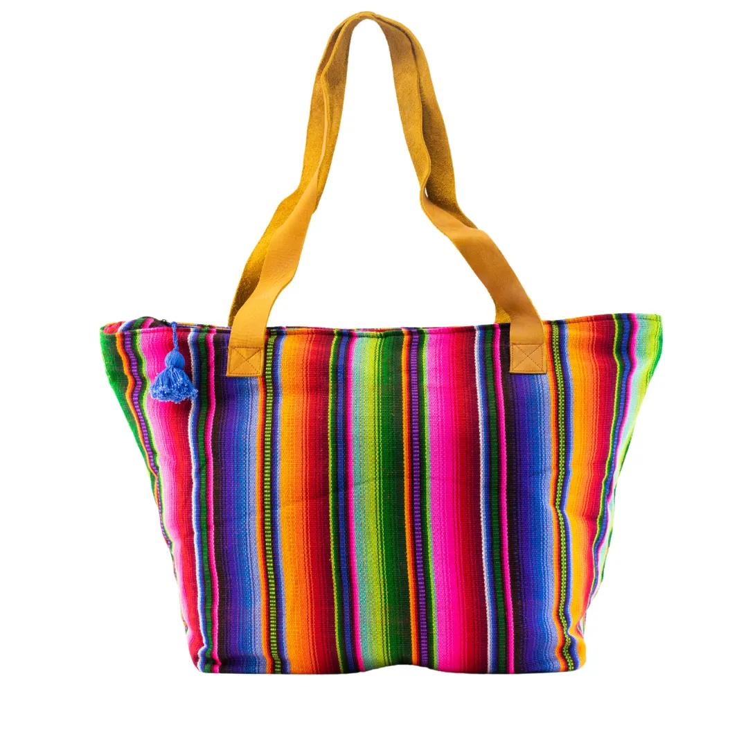 Hacienda Stripe Sustainable Computer Overnight Tote - Guatemala