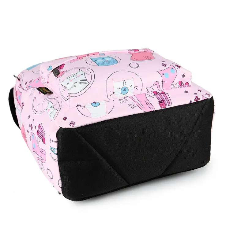 Kids Backpack Waterproof Pink Cartoon Cat School Backpack Book bag for Girls