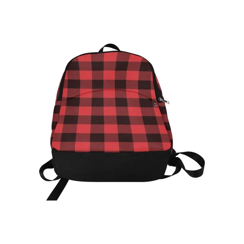 Laptop Backpack (Nylon) - Black & Red Plaid