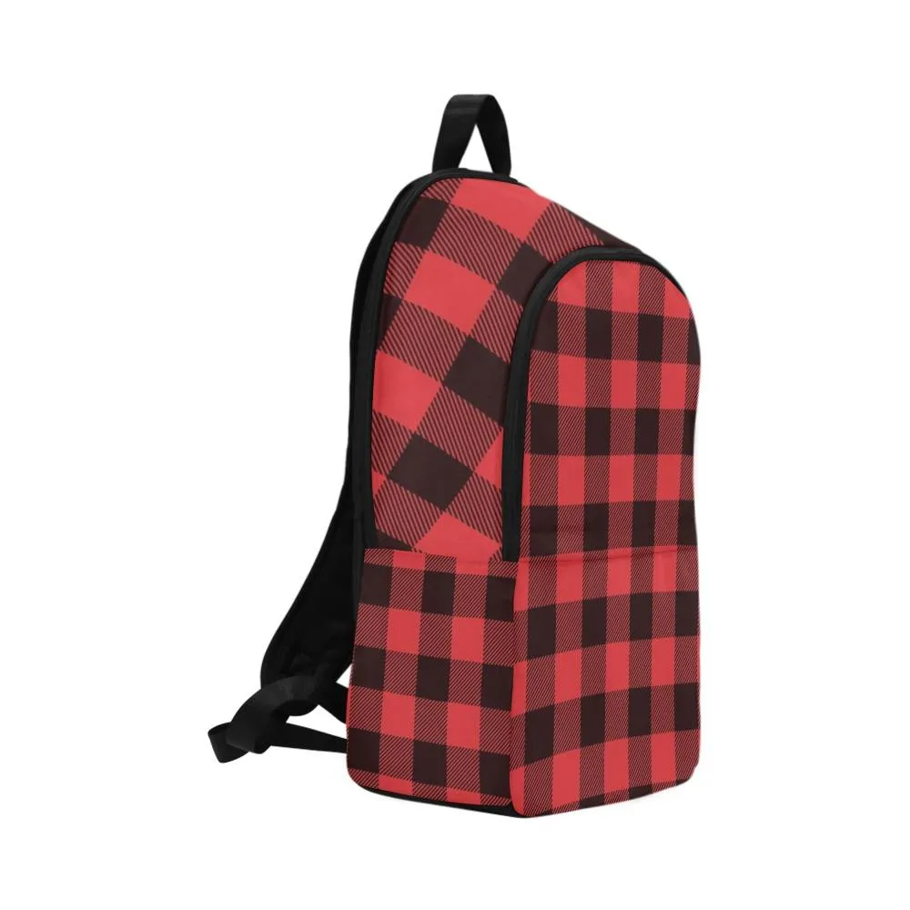 Laptop Backpack (Nylon) - Black & Red Plaid