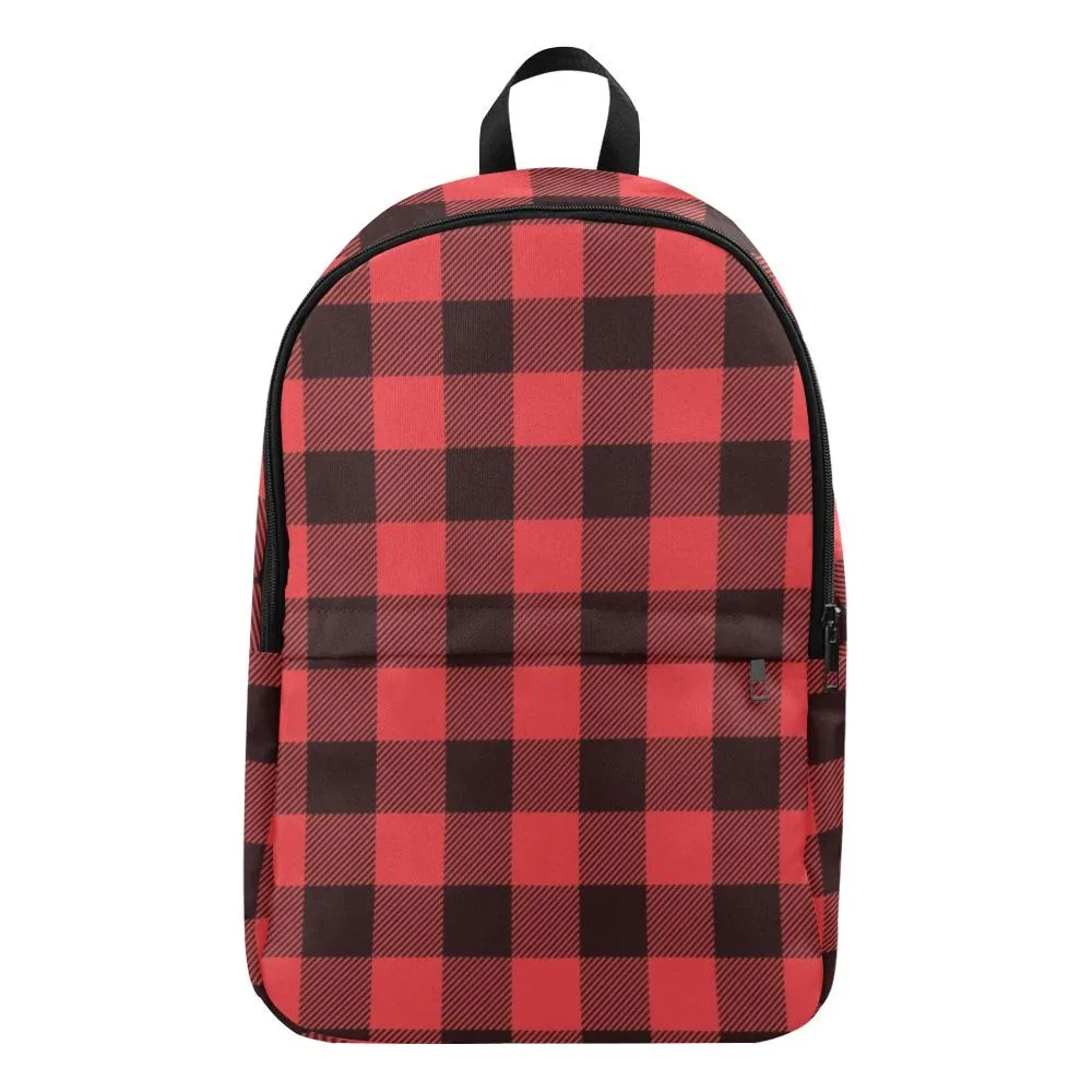 Laptop Backpack (Nylon) - Black & Red Plaid