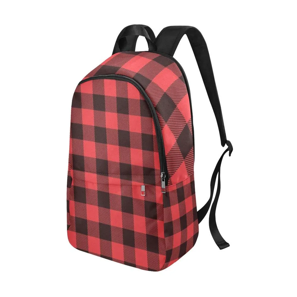 Laptop Backpack (Nylon) - Black & Red Plaid