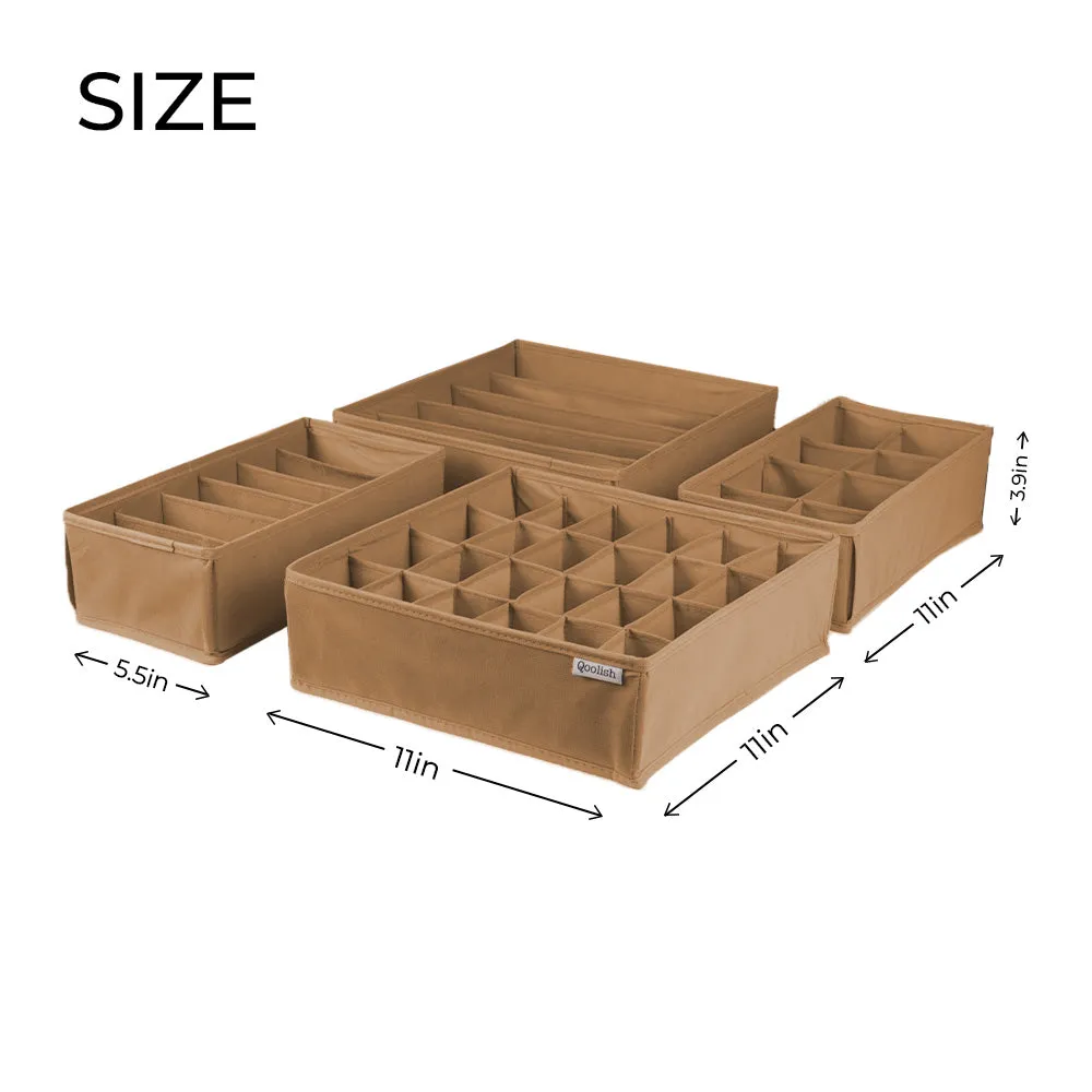 Qoolish Pack of 4 Beige Drawer Organizers