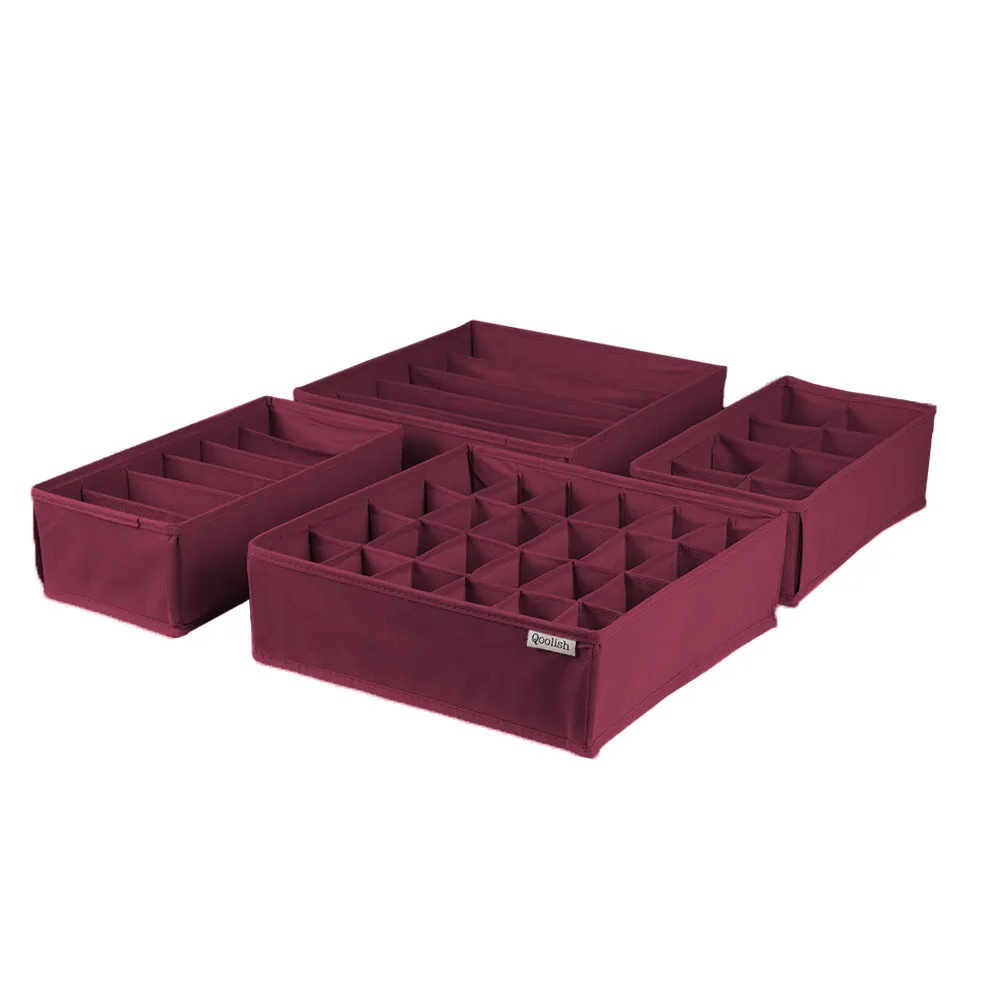 Qoolish Pack of 4 Maroon Drawer Organizer