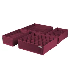 Qoolish Pack of 4 Maroon Drawer Organizer