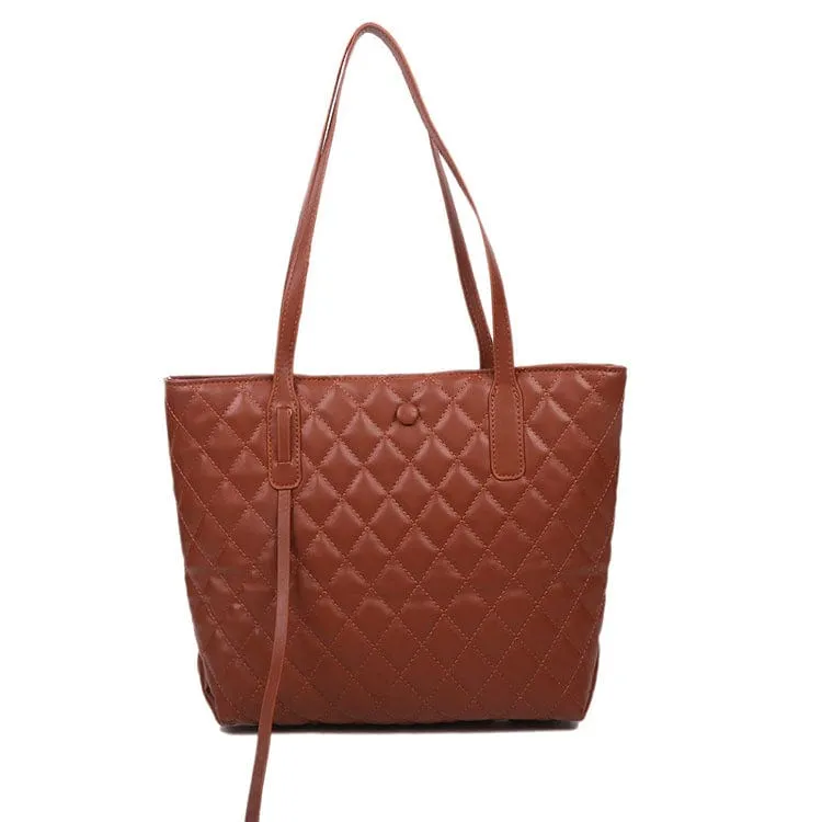 Quilted Vegan Leather Tote Bag