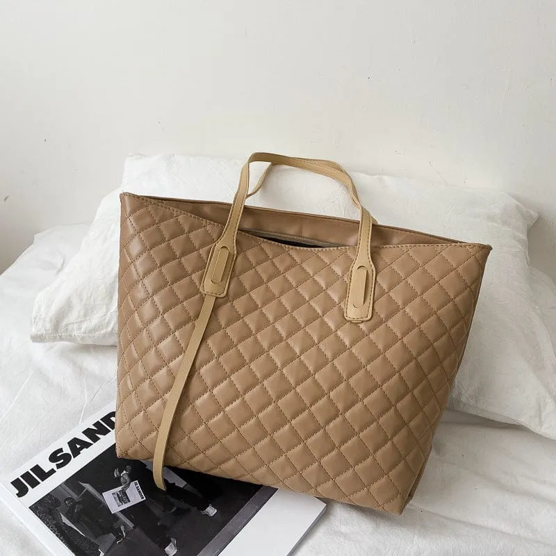 Quilted Vegan Leather Tote Bag