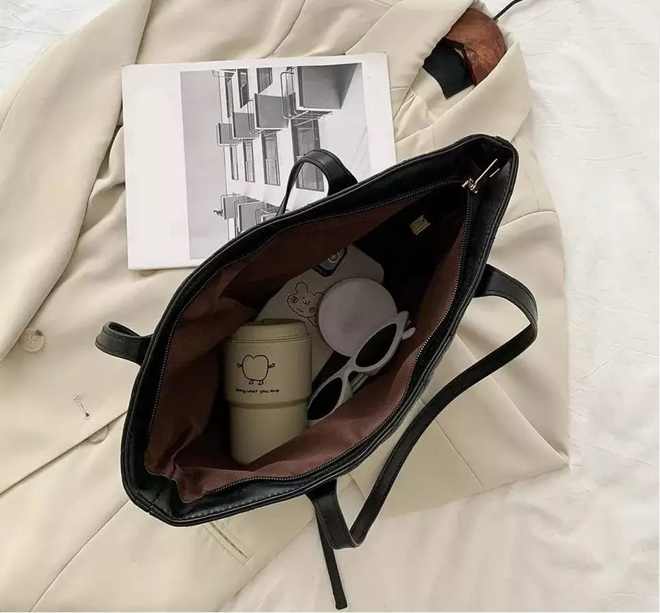 Quilted Vegan Leather Tote Bag