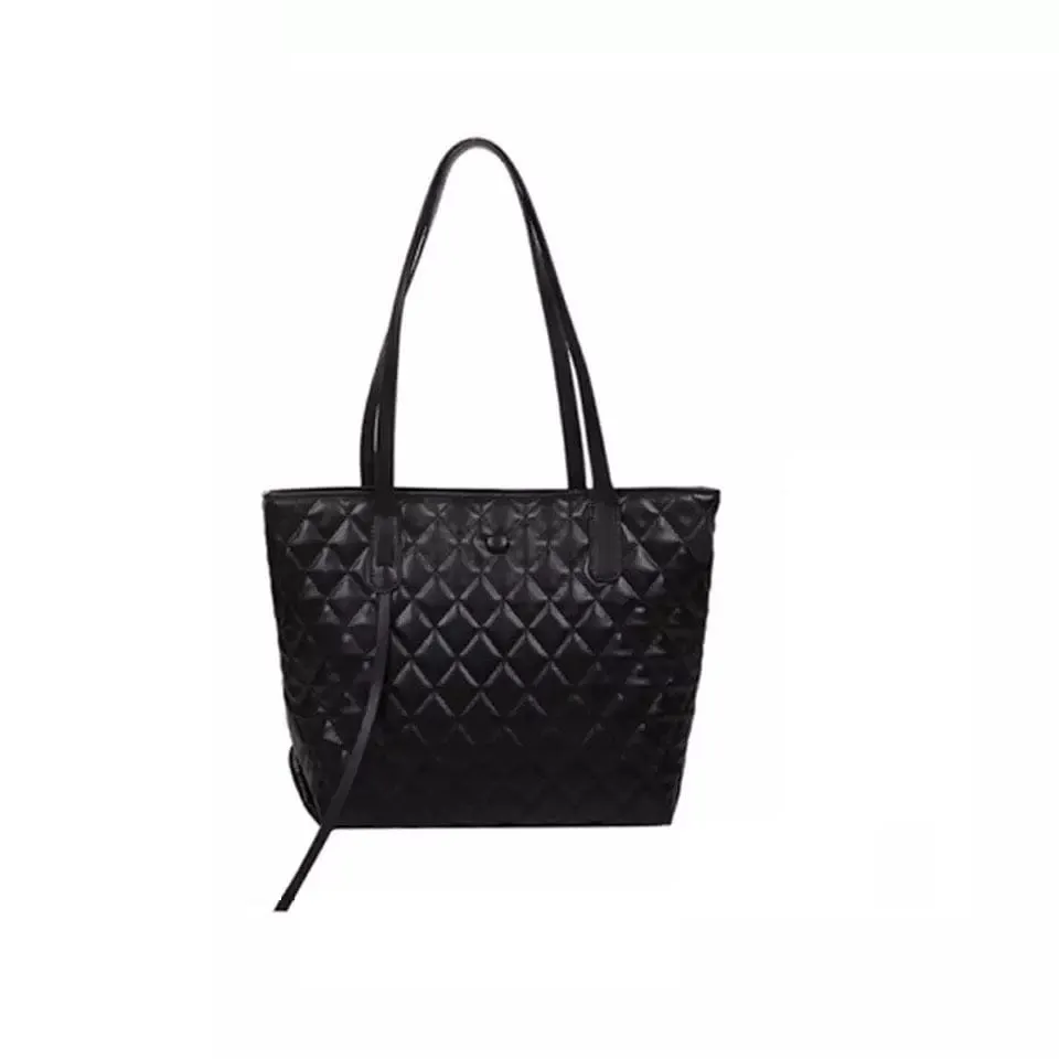 Quilted Vegan Leather Tote Bag