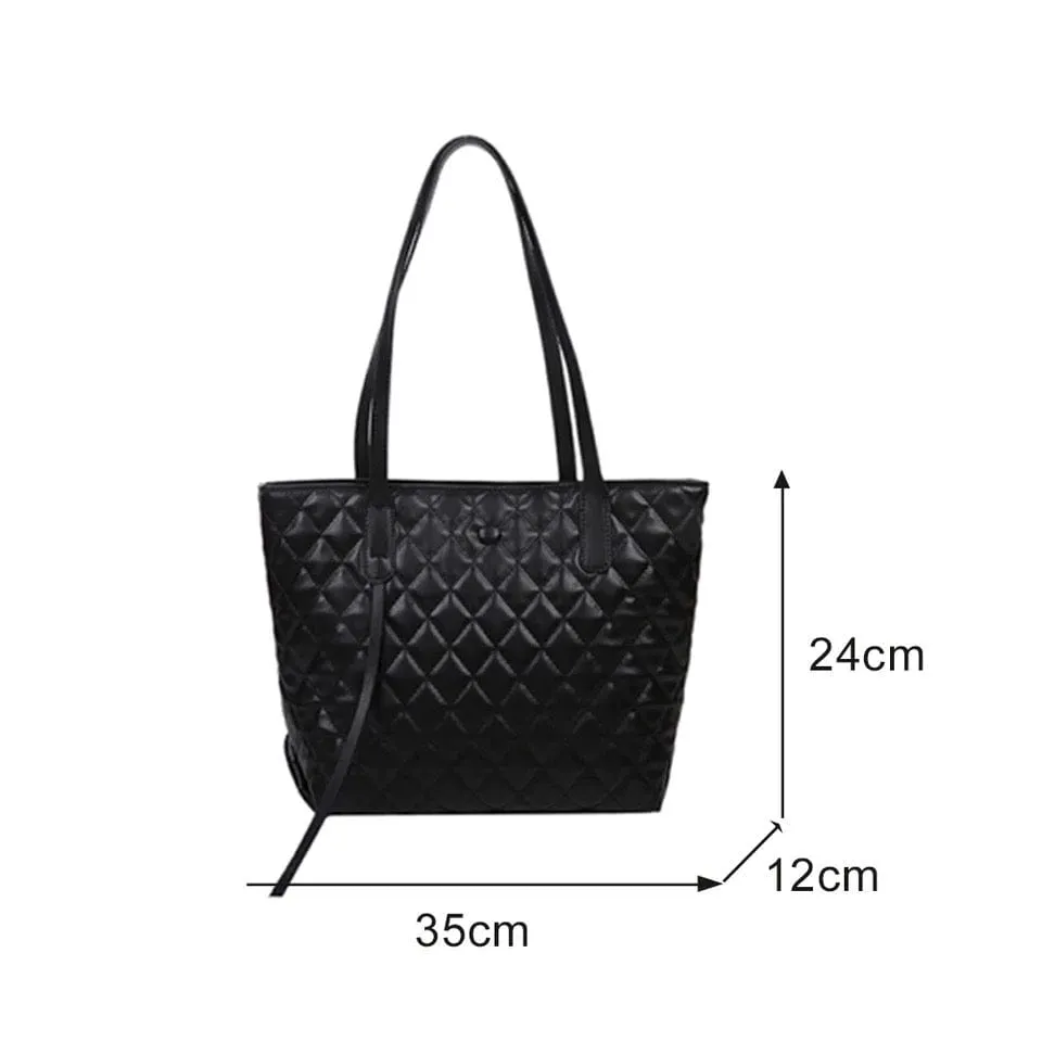 Quilted Vegan Leather Tote Bag