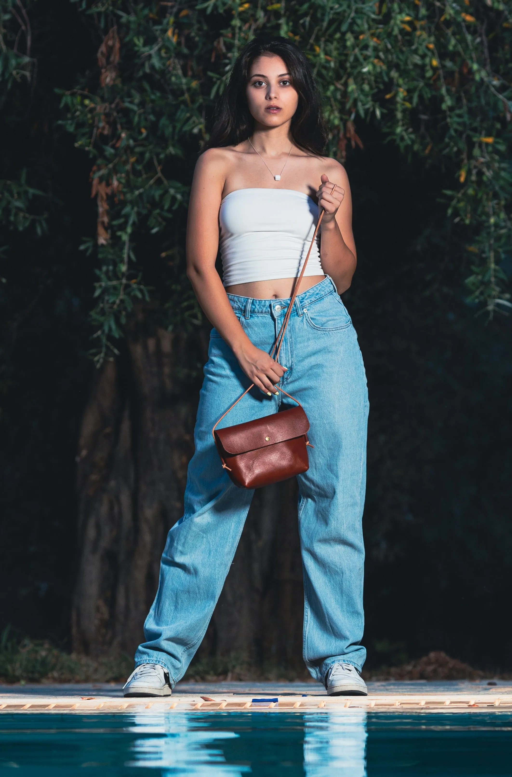 Tampa brown women's leather crossbody bag