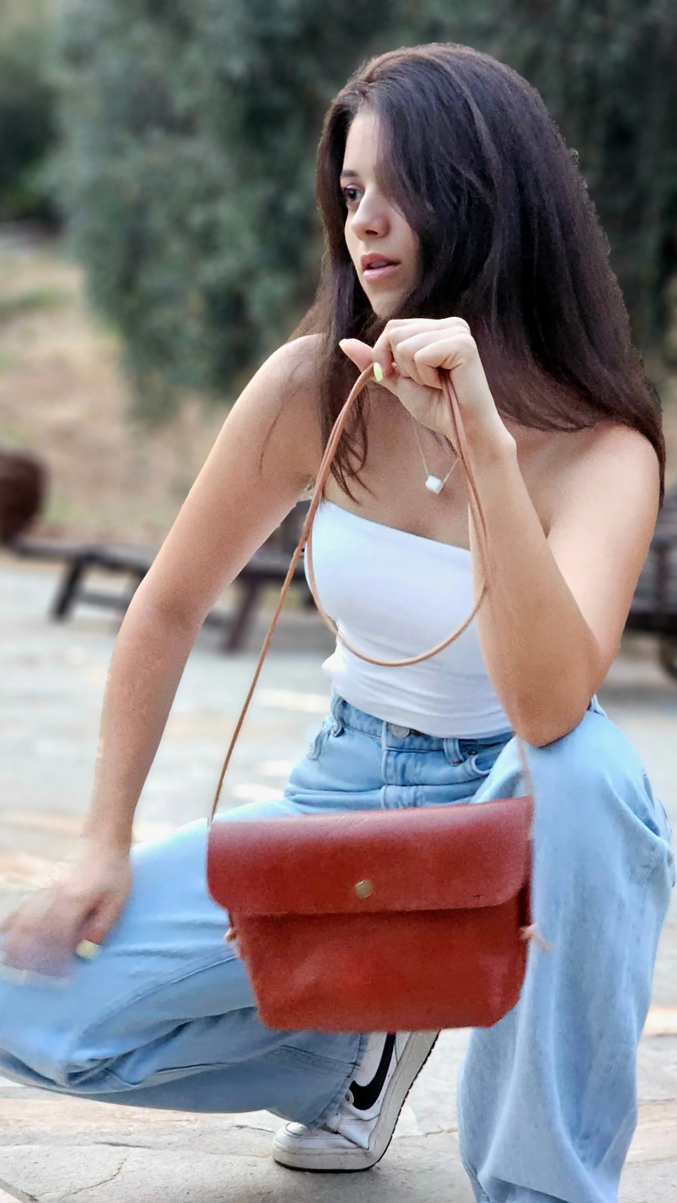 Tampa brown women's leather crossbody bag