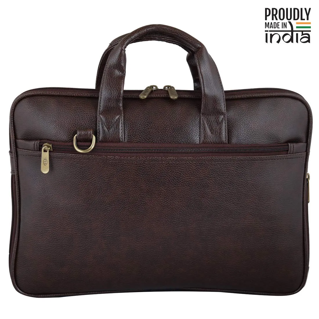 THE CLOWNFISH Glamour Faux Leather Slim Expandable Laptop Messenger Bag | 15.6 inch | Dark Brown
