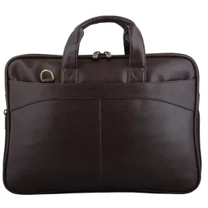 THE CLOWNFISH Glamour Faux Leather Slim Expandable Laptop Messenger Bag | 15.6 inch | Dark Brown