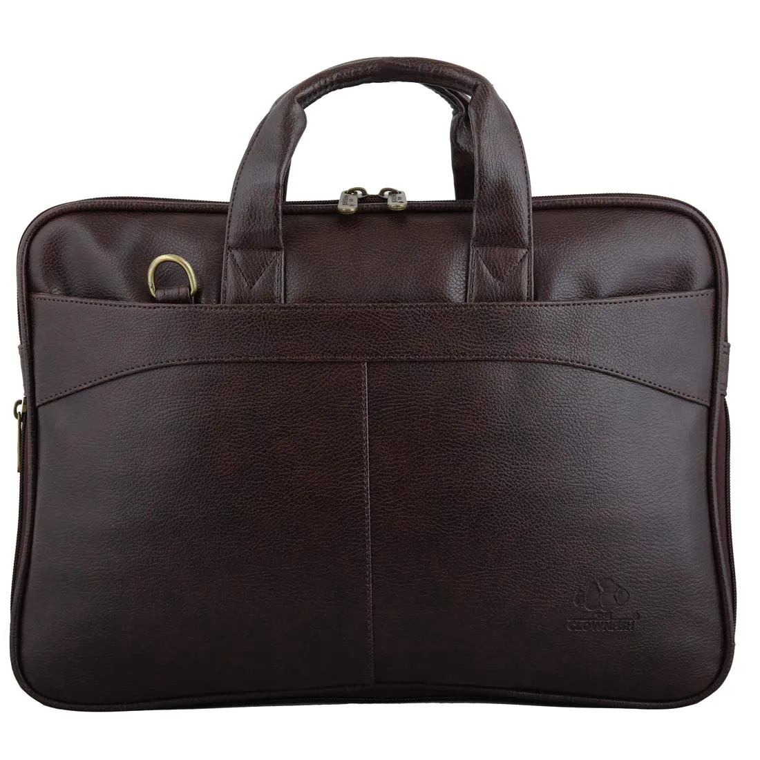 THE CLOWNFISH Glamour Faux Leather Slim Expandable Laptop Messenger Bag | 15.6 inch | Dark Brown