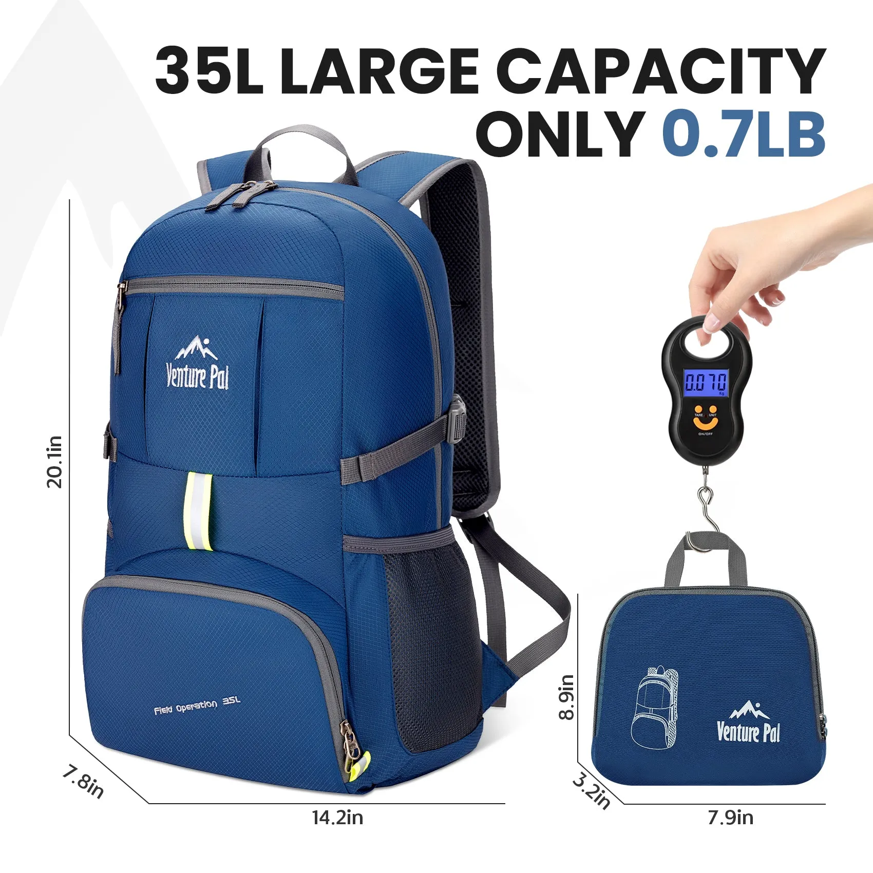 Venture Pal Navy Blue 35L Double-Layer Bottom & Shoulder Straps Sports Backpack