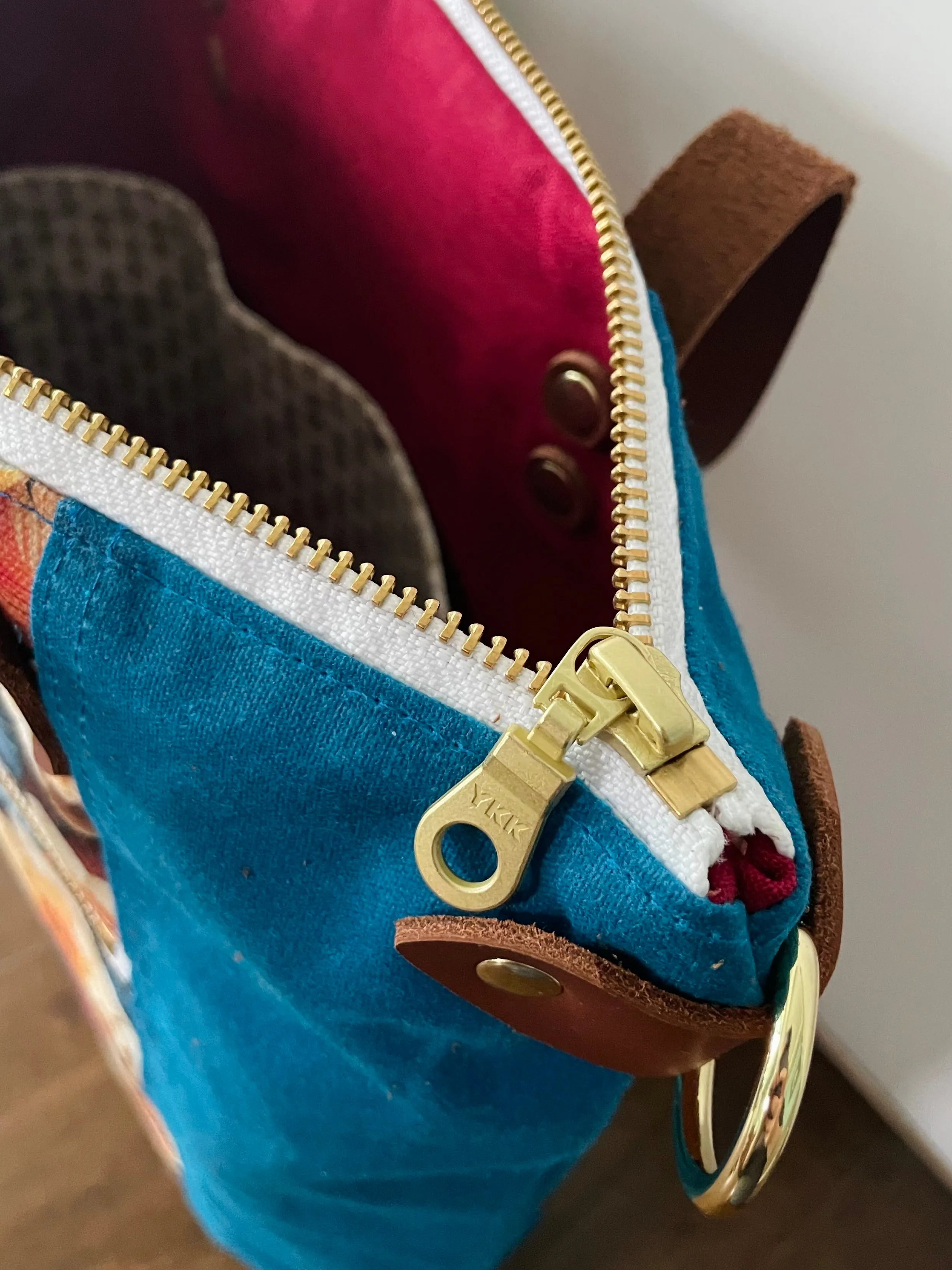 Waxed Canvas Crossbody Tote, Lagoon Blue