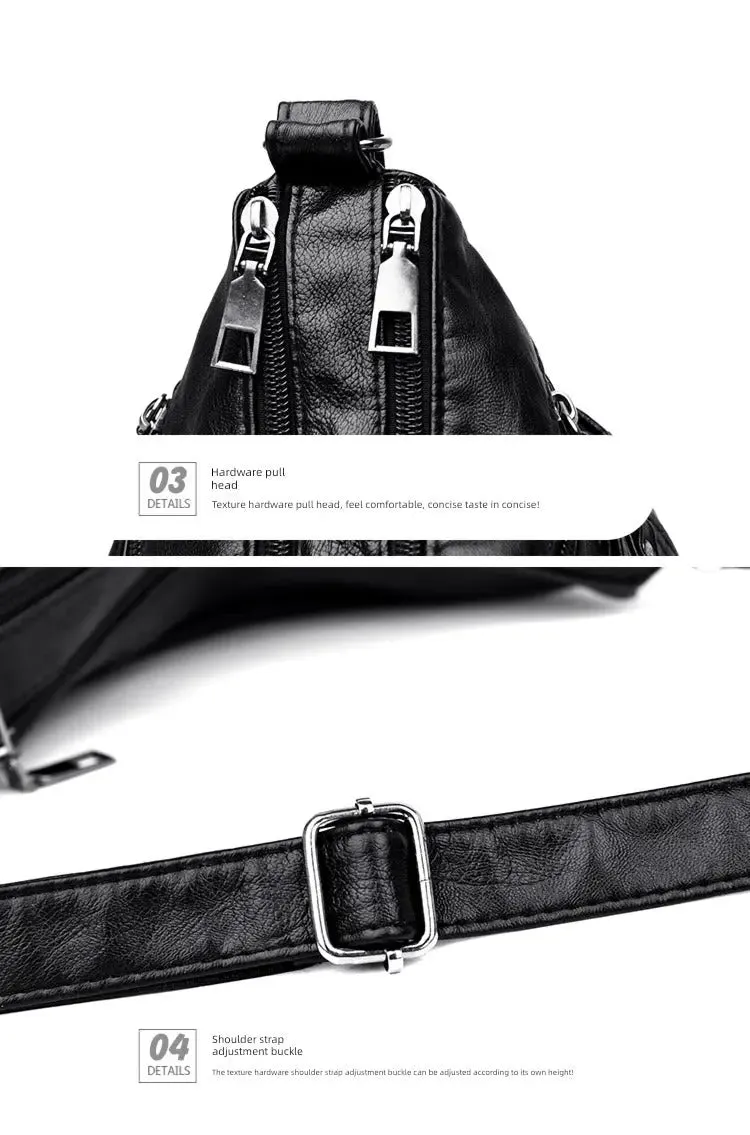 Women's Shoulder Bag Stylish Multi-Pocket Soft Leather Cross-Body Bag