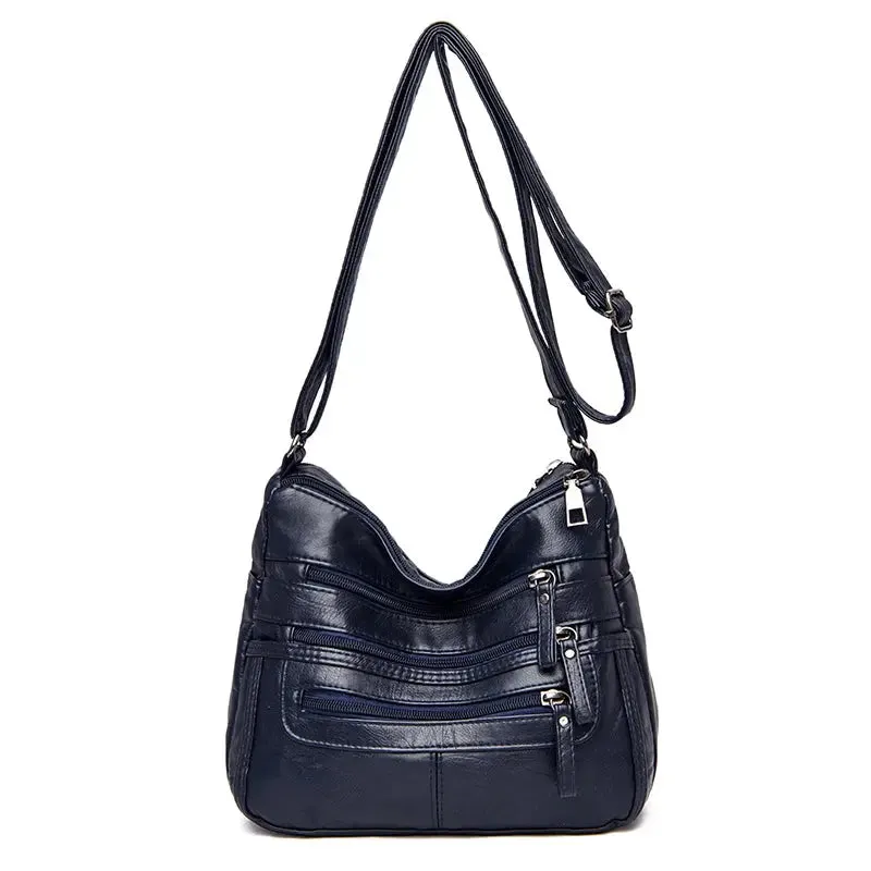 Women's Shoulder Bag Stylish Multi-Pocket Soft Leather Cross-Body Bag